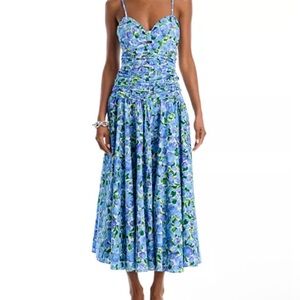 Ruched Maxi Dress in Blue/Green